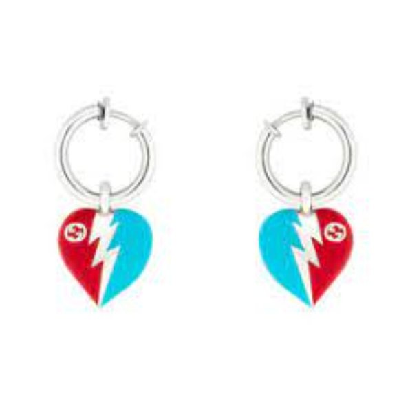 Gucci Interlocking G Heart Lightning Charm Earrings New in Box - Picture 1 of 2